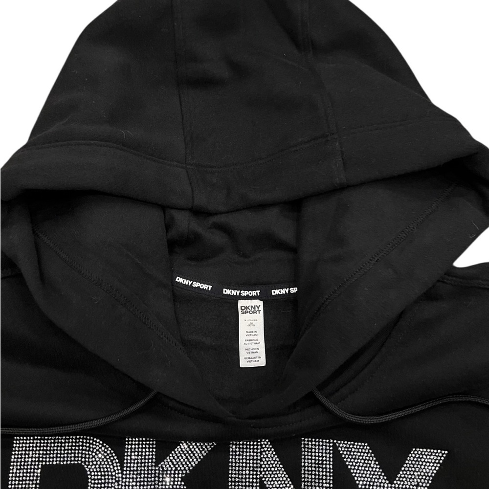 DKNY Rhinestone Logo Hoody Women I Black Silver - Picture 4 of 6